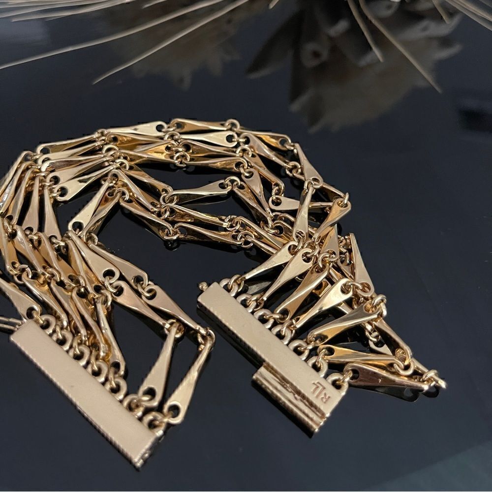 Ralph Lauren gold tone layered chain statement bracelet